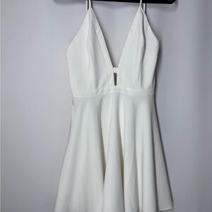 NBD x Naven Twins White Skater Dress Womens M Deep V Fit & Flare NWT Revolve